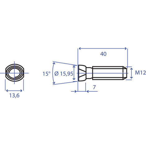 BULLONE FISS.TESTA CONICA M12X40 12.9